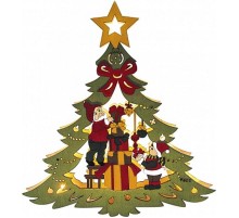 Фигура световая  деревянная "Елка цветная со звездой" LT080 , 10 диодов , 25*3*27 см, IP20  26828  Feron