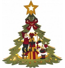 Фигура световая  деревянная "Елка цветная со звездой" LT080 , 10 диодов , 25*3*27 см, IP20  26828  Feron