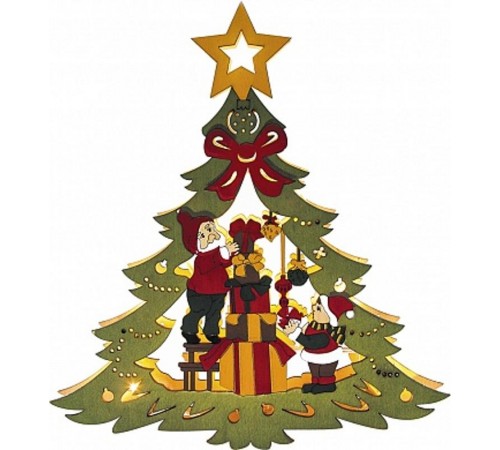 Фигура световая  деревянная "Елка цветная со звездой" LT080 , 10 диодов , 25*3*27 см, IP20  26828  Feron