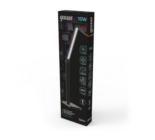 Светильник настольный Qplus GTL501 10W 600lm 3000-6000K 170-265V черный диммируемый Qi USB LED 1/12  GT5012  Gauss