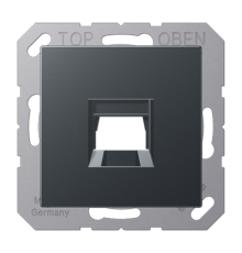 Kрышка для 1-го разъема; без видимого винта; подпружиненная шторка; термопласт; матовый антрацит  A1569-15WEANM  Jung