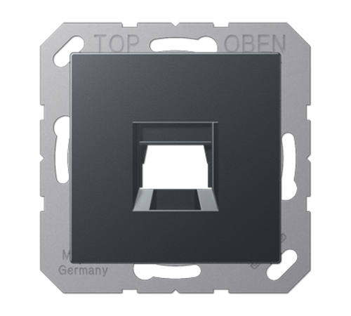 Kрышка для 1-го разъема; без видимого винта; подпружиненная шторка; термопласт; матовый антрацит  A1569-15WEANM  Jung