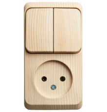 Этюд Сосна О/У Блок: Розетка без заземления + Выключатель 2-клавишный  BPA16-205D  SE