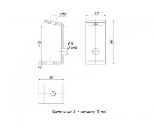 STRUT-прижим балочный П-образный увеличенный (5мм)  stpbu-5  EKF