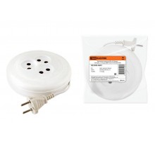 Удлинитель-рулетка УХ6-103 белая 5 метров, 3 гнезда, ШВВП 2х0,75 6А/250В  SQ1303-0501  TDM