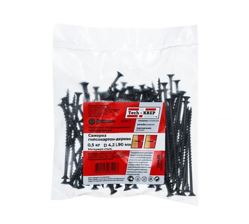 Саморез ШСГД 4,2х90 редкая резьба (0,5кг) - пакет  125425  Tech-KREP