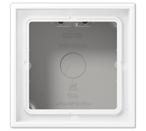 Коробка накладного монтажа 1 пост, с негорючим основанием и встроенной рамкой; дюропласт; белый матовый  LS581AWWM  Jung