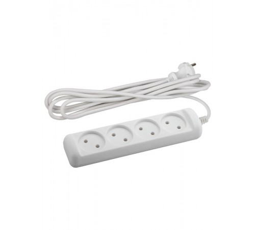 Удлинитель электрический   UX-4-5m без заземления 4 розетки 5м ШВВП 2x0,75мм2 6А белый  Б0038561  ЭРА