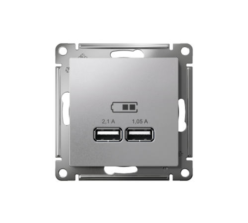 AtlasDesign Алюминий Розетка USB, 5В, 1 порт x 2,1 А, 2 порта х 1,05 А,механизм  ATN000333  SE