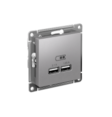AtlasDesign Алюминий Розетка USB, 5В, 1 порт x 2,1 А, 2 порта х 1,05 А,механизм  ATN000333  SE
