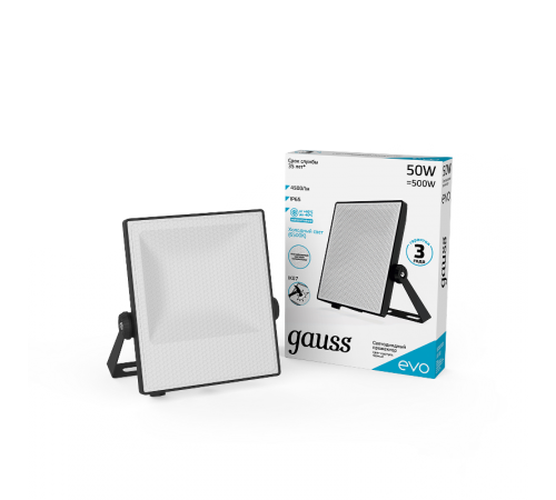 Прожектор светодиодный  EVO 50W 4500 lm IP65 6500К, IK07, черный 1/20  687511350  Gauss