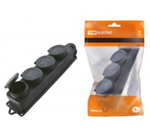 Розетка четырехместная с заглушками каучук 2Р+РЕ 16А 250В IP44  SQ0612-0011  TDM