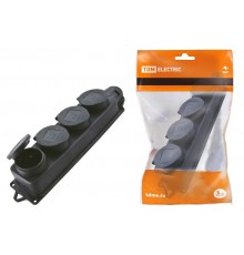 Розетка четырехместная с заглушками каучук 2Р+РЕ 16А 250В IP44  SQ0612-0011  TDM