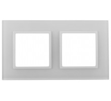 Рамка для розеток и выключателей Elegance 14-5102-01 на 2 поста, стекло, Elegance, белый+белый  Б0059168  ЭРА