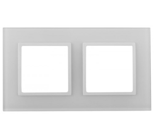 Рамка для розеток и выключателей Elegance 14-5102-01 на 2 поста, стекло, Elegance, белый+белый  Б0059168  ЭРА