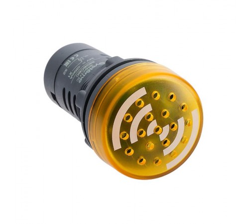 Зуммер с подсветкой желтый 220В AC прерывестый звук  SB7KS2M8I  SE