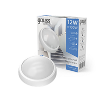 Светильник светодиодный пылевлагозащищенный для ЖКХ IP54 D176*76 12W 1000lm 6500K ECO 2.0 круглый 1/12  141411312  Gauss