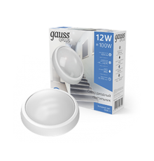 Светильник светодиодный пылевлагозащищенный для ЖКХ IP54 D176*76 12W 1000lm 6500K ECO 2.0 круглый 1/12  141411312  Gauss