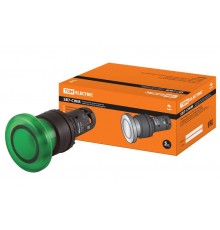 Кнопка грибовидная SB7-CWM31-220V(LED) d35мм 1з зеленая  SQ0746-0049  TDM