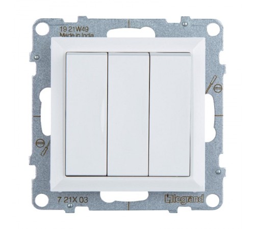 SUNO Выключатель трехклавишный 20АХ 250В. Винтовые зажимы. Цвет "Белый"  721103  Legrand