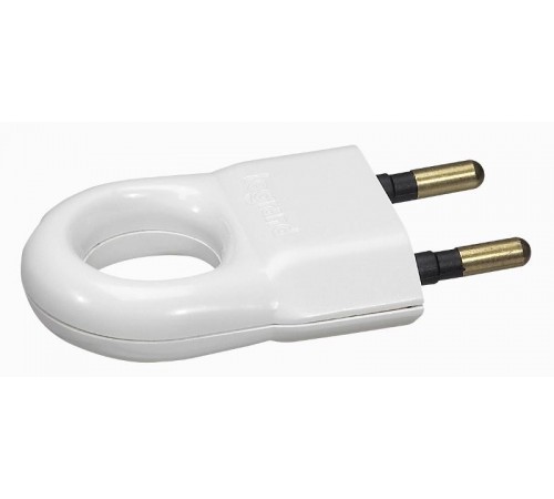 Вилка 2К - серия Элиум - 6 А - с кольцом - пластик - белый  050162  Legrand