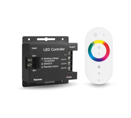 Контроллер для RGB 288W 24А с сенсорным пультом управления цветом (белый)  201013288  Gauss