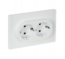 FORTE&PIANO Розетка 2-я с заземлением со шторками безвинтовое крепление 16А FP223 белый  FP-R24-16-1-K01  IEK