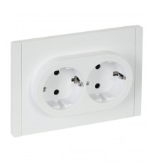 FORTE&PIANO Розетка 2-я с заземлением со шторками безвинтовое крепление 16А FP223 белый  FP-R24-16-1-K01  IEK