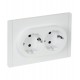 FORTE&PIANO Розетка 2-я с заземлением со шторками безвинтовое крепление 16А FP223 белый  FP-R24-16-1-K01  IEK