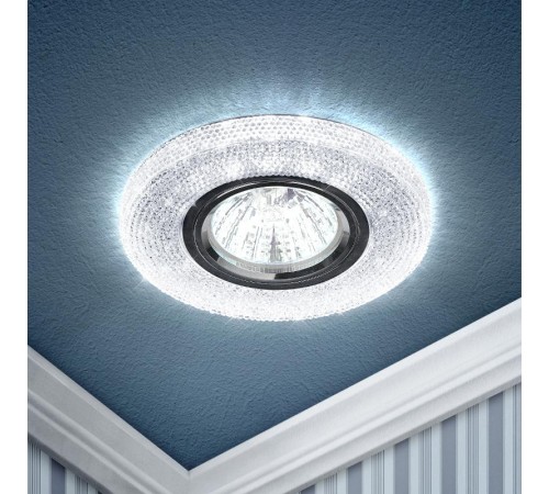 Светильник точечный встраиваемый DK LD1 MR16 3Вт GU5.3 прозрачный с подсветкой  Б0018775  ЭРА