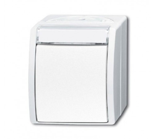 Переключатель 1-клавишный, с полем для надписи, IP44, для открытого монтажа, серия ocean, цвет альпийский белый  1085-0-1624   2CKA001085A1624  ABB