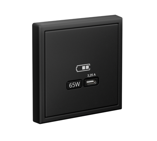 ArtGallery Карбон Розетка USB тип-С 65Вт высокоскор.заряд. QC, PD, механизм  GAL001027  SE