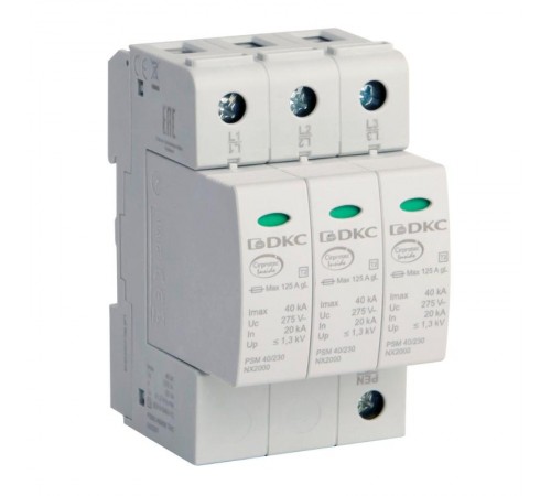 Ограничитель импульсных перенапряжений УЗИП, класс II, 3-полюсный, L1-L2-L3-PEN, 40кА (8/20)  NX2031  DKC