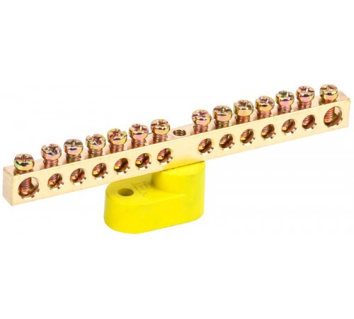 Шина PE "земля" на одном угловом изоляторе ШНИ-6х9-14-У1-Ж  YNN10-69-14C1-K05  IEK