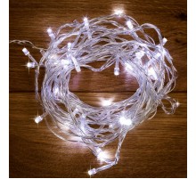 Гирлянда светодиодная универсальная 100 LED БЕЛЫЙ 10 метров, прозрачный ПВХ, с контроллером  304-025  NEON-NIGHT