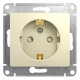 Glossa Бежевый Розетка с заземлением со шторками  GSL000245  SE