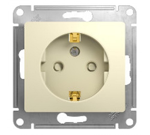 Glossa Бежевый Розетка с заземлением со шторками  GSL000245  SE