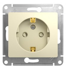 Glossa Бежевый Розетка с заземлением со шторками  GSL000245  SE