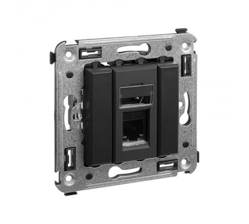 Телефонная розетка RJ-12 в стену одинарная, "Avanti", "Черный матовый"  4412313  DKC