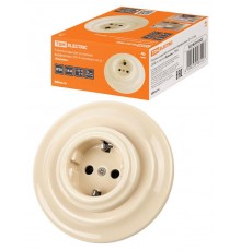 Розетка скрытой установки фарфоровая 2П+З 16А 250В сл. кость "Болонь"  SQ1820-0322  TDM