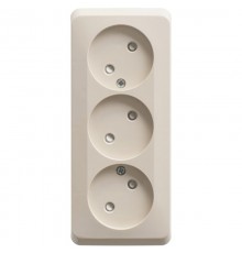 Этюд Кремовый О/У Розетка 3-ая без заземления со шторками 16А 250B  PA16-010K  SE