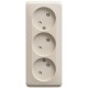 Этюд Кремовый О/У Розетка 3-ая без заземления со шторками 16А 250B  PA16-010K  SE