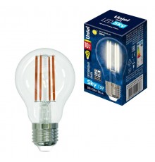 Лампа светодиодная LED-A60-10W/WW/E27/CL PLS02WH LED. "груша" прозр. Серия Sky. 3000К  UL-00002625  Uniel
