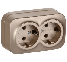 GLORY Розетка 2-местная с з/к без з/ш о/у 16А РС22-3-ХШм шампань матовый  ERH21-K37M-16  IEK