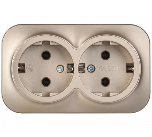 GLORY Розетка 2-местная с з/к без з/ш о/у 16А РС22-3-ХШм шампань матовый  ERH21-K37M-16  IEK