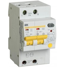 Выключатель автоматический дифференциального тока АД12MS 2п 25А C 100мА тип A (3 мод)  MAD123-2-025-C-100  IEK