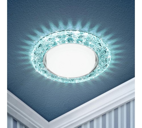 Светильник точечный декоративный DK LD24 BL/WH cо светодиодной подсветкой Gx53, голубой (50/800)  Б0029633  ЭРА