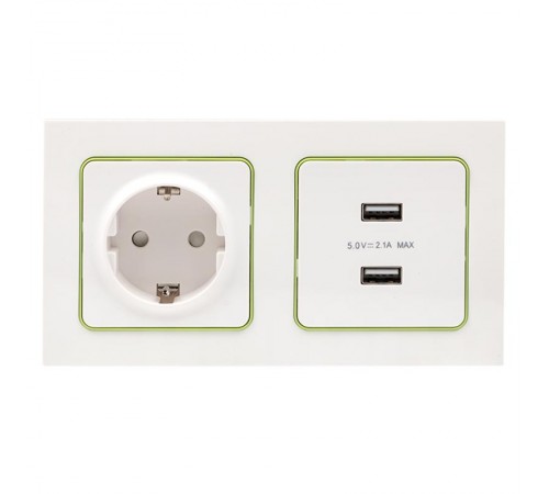 Стокгольм Рамка 2-местная белая с линией цвета зеленый PROxima  EXM-G-303-20  EKF