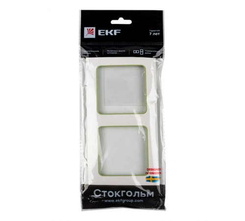 Стокгольм Рамка 2-местная белая с линией цвета зеленый PROxima  EXM-G-303-20  EKF