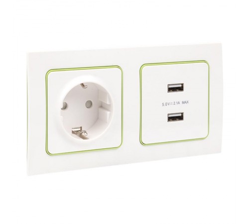 Стокгольм Рамка 2-местная белая с линией цвета зеленый PROxima  EXM-G-303-20  EKF